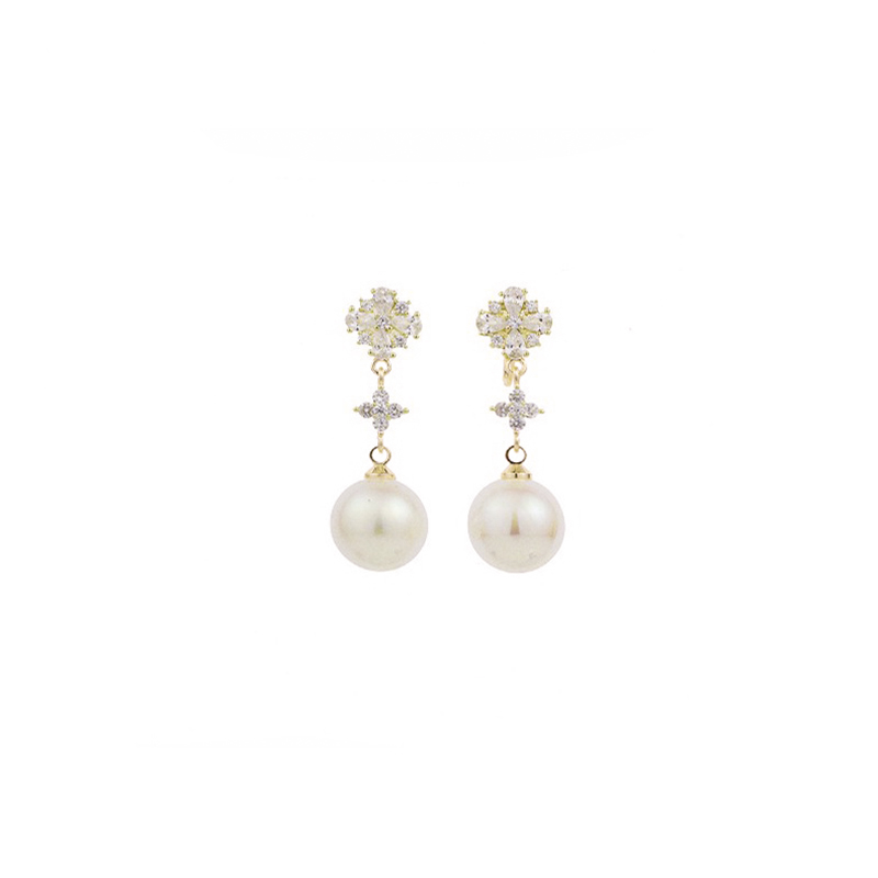 「花雪」珍珠方圆脸耳夹显脸小耳环蚊香盘耳夹秋冬无耳洞耳饰女士