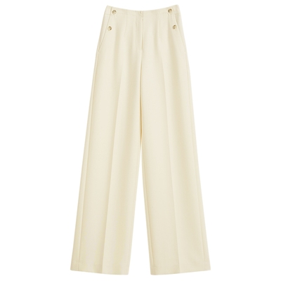 【刘涛同款】YINER音儿2025冬季新款双层平纹羊毛混纺直筒休闲裤