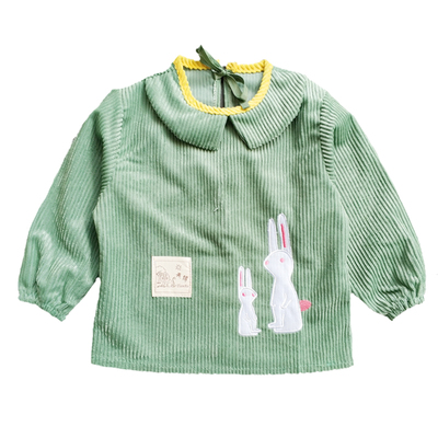 秋冬条绒防脏卡通风女童反穿衣