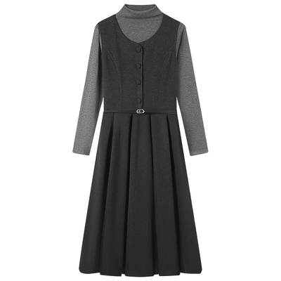 慕兔背心连衣裙叠穿打底衫套装