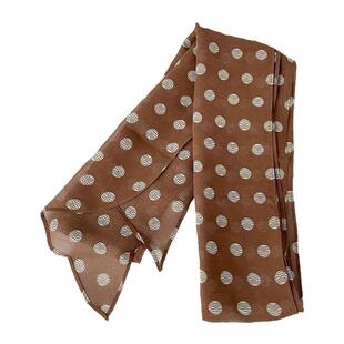 春夏韩系棕色波点丝巾高级百搭配饰系脖女2026年新款时尚长条围巾