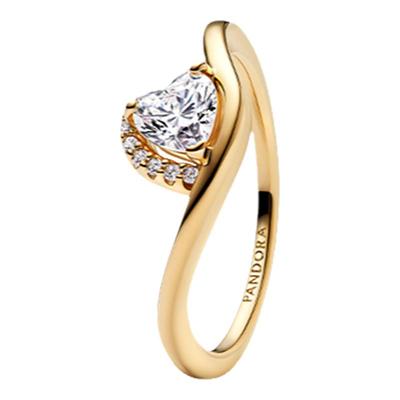 PAVÉ密镶心形波浪戒指波浪纹戒圈