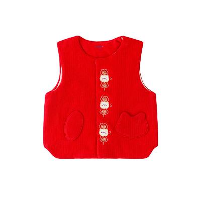 英格贝贝女童马甲周岁礼服秋冬装婴幼儿夹棉保暖背心宝宝棉服唐装