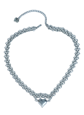 原创手工编织不褪色钛钢心形项链