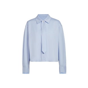 FIVE PLUS冰川蓝衬衫女智感通勤领带衬衣小个子上衣