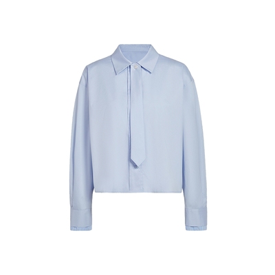 FIVE PLUS冰川蓝衬衫女智感通勤领带衬衣小个子上衣