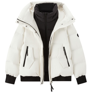 【商场同款】太平鸟都市御寒白色羽绒服女保暖立领连帽A3ACF4423