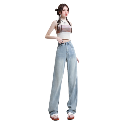 KRO长裤宽松垂坠感阔腿牛仔裤