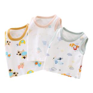 宝宝背心纯棉婴儿春秋内穿护肚打底女童吊带男童无袖上衣儿童衣服