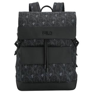 黑武士|FILA 斐乐官方男士背包休闲翻盖通勤双肩包书包电脑包挎包