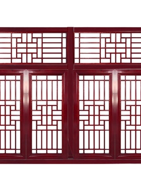 东阳木雕仿古门窗入户门玄关新中式复古实木花格隔断镂空挂落定制