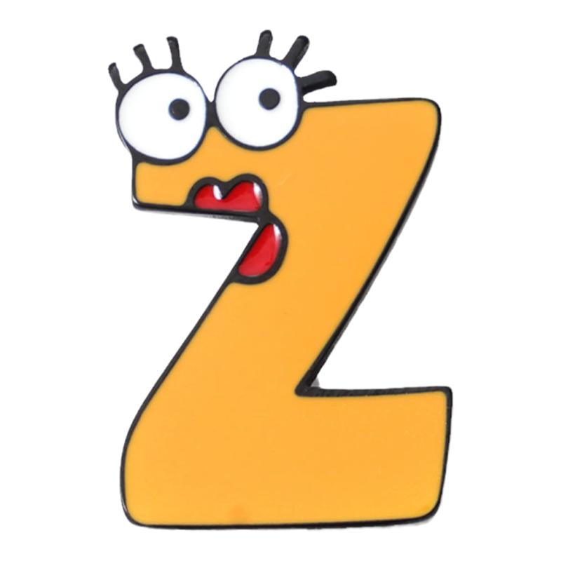海洛迪 N-Z英文字母钛钢徽章原创大眼长睫毛红唇丑萌字母名字胸针
