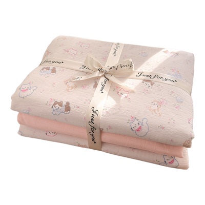 A类纯棉床品四件套全棉母婴级双层纱床单被套单人学生宿舍三件套3