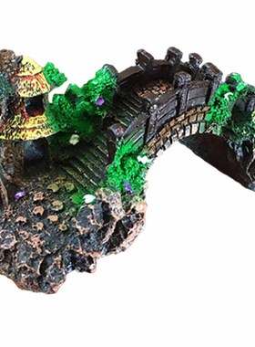 树脂桥鱼缸假山流水装饰造景摆件