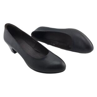 新款商务装黑色牛皮中跟工作鞋浅口尖头职业百搭女鞋防滑牛筋鞋底