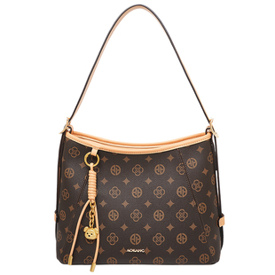 奥康hobo包2026新款高级托特包女士老花斜挎包大容量通勤单肩大包