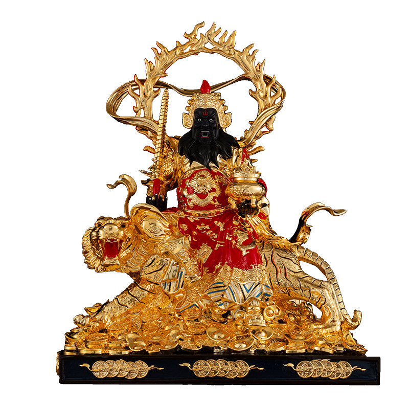 佛像赵公明纯铜鎏金供奉武财神