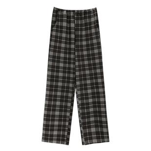 舒适睡裤女士春秋款格子纯棉长裤休闲宽松女生大码秋季遛弯家居裤