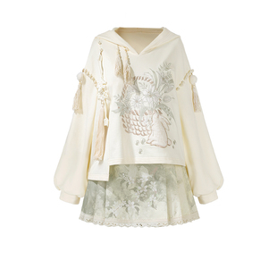 卫衣女款春秋套装国风汉元素日常半身裙小个子宽松新中式连帽上衣