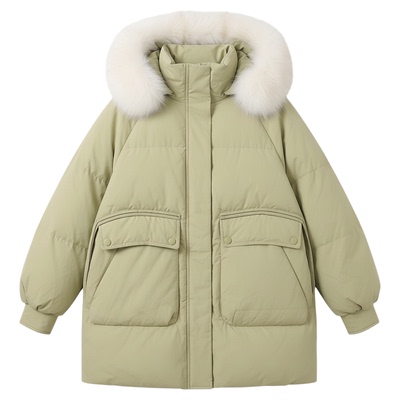 雪中飞狐狸毛领短款羽绒服外套潮