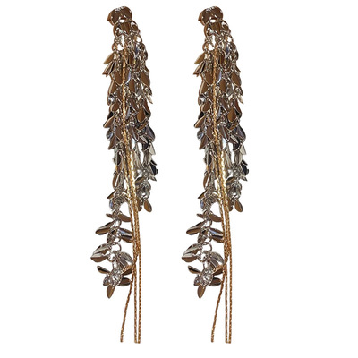 银色麦穗长款流苏耳钉