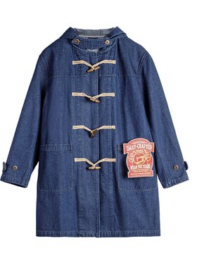 马登工装牛仔蓝海军风衣