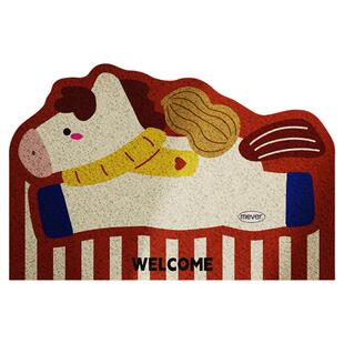 卡通花生小马新年入户地垫丝圈防滑耐脏大门口进门脚垫可自由裁剪