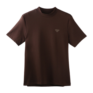 天然体秋季新款男士中领中袖上衣莫代尔棉内搭保暖半袖打底衫8579