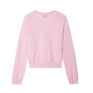 Juicy Couture橘滋针织衫女2026年春季新款粉色提花圆领短款上衣