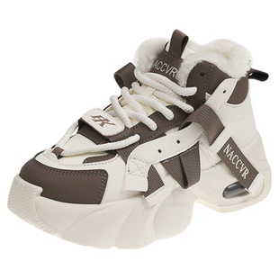 加绒保暖厚底女鞋2025冬季新款雪地靴百搭加厚老爹鞋时尚休闲棉鞋