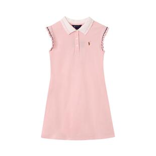 POLOWALK童装女童短袖连衣裙2026夏季新品大童小香风纯色公主长裙