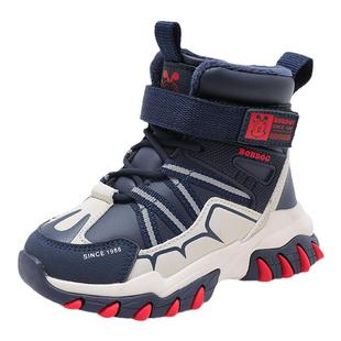 巴布豆童鞋儿童雪地靴冬季大棉鞋加绒加厚男孩男宝防水女男童棉靴