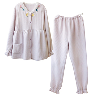 家时光月子服秋冬款纯棉产后孕妇哺乳睡衣怀孕期冬天女产妇家居服
