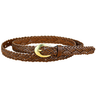 腰带女款细真皮牛皮咖色编织2025年新款免打孔装饰配裙牛仔裤皮带