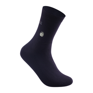 苹果刺绣男士长筒商务袜纯色男袜中筒秋冬加厚全棉长袜耐磨易干