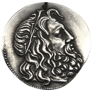 古希腊银币镀银打孔国外硬币项链海神海皇波塞冬手办双鱼星座礼物