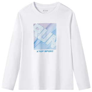 特步童装男童长袖T恤2025秋冬新款儿童纯棉上衣中大童打底衫秋装