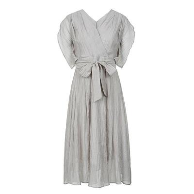 sdeer压褶收腰圣迪奥连衣裙