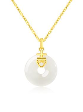 玉匠世家新中式和田玉平安扣吊坠女士925银项链母亲节送妈妈礼物