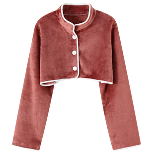 秋冬法兰绒御寒坎肩保暖护肩部肩膀颈椎护脖加绒加厚月子睡觉防寒