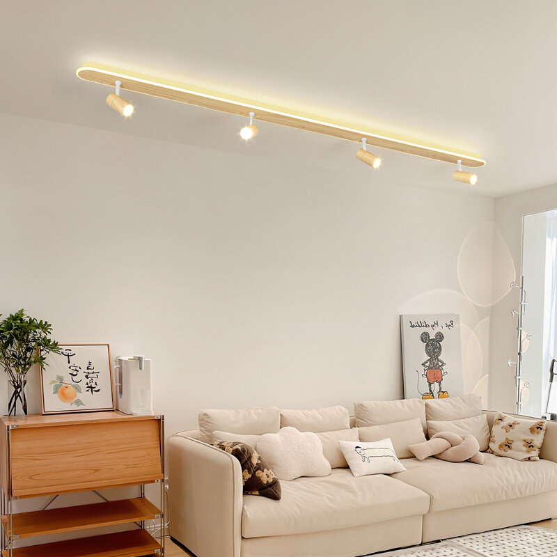 定制北欧原木纹射灯家用明装轨道灯客厅电视背景墙创意天花板装饰