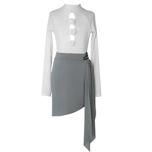 乐雅池2025新款拉丁舞服女童儿童春夏练功服舞蹈服长袖套装演出服