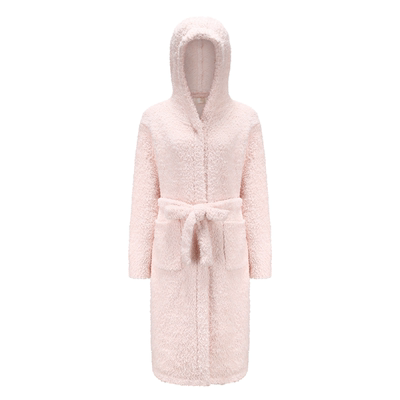 云朵般柔软无静电柔软连帽睡袍女