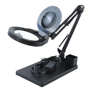 PDOK支架放大镜PD178台式大底座带可调光亮LED灯高清光学玻璃镜片