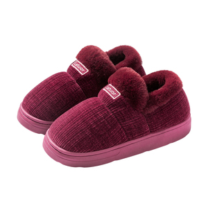 乐拖包跟棉鞋家居鞋男秋冬季室内防滑厚底家用保暖棉拖鞋带后跟女