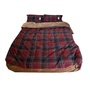 雪顶山楂|ins复古红格子加厚牛奶绒四件套1.8m笠冬天保暖仿羊绒