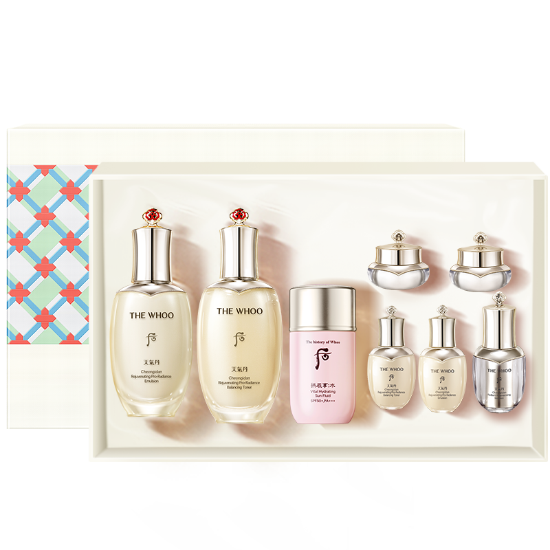 【圣诞礼物】Whoo后天气丹7件套水乳+水沄防晒60ml护肤品套装防护