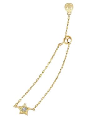 甜美风925银高级五角星链条戒子