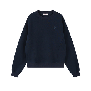 【SALE】樱桃KIRSH经典刺绣圆领加绒套头卫衣女韩系显瘦长袖上衣
