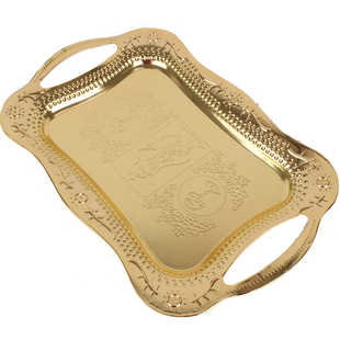 新疆饭店特色大盘鸡盘子金属餐盘烧烤盘椒麻鸡抓饭盘子凉菜烤肉盘